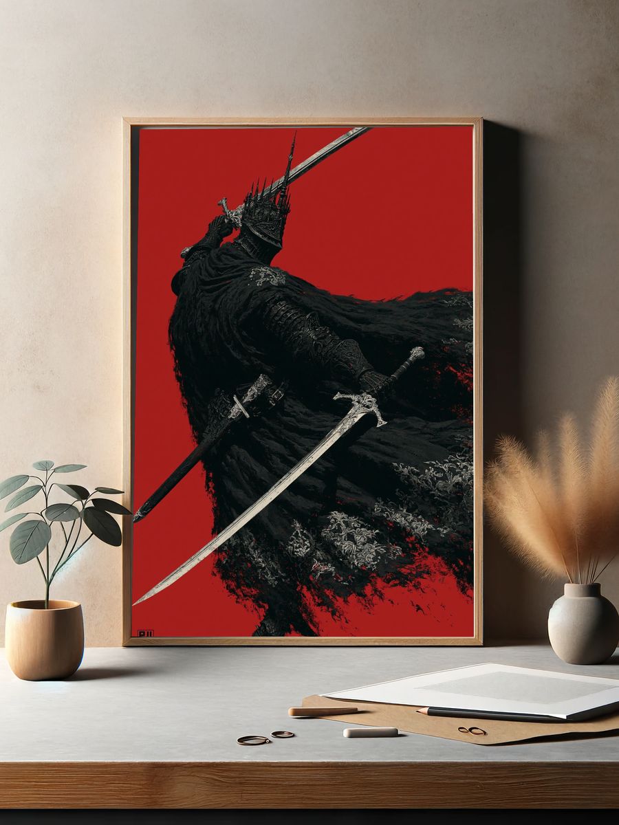 Dark Knight Duelist Illustration Poster. — room view 2