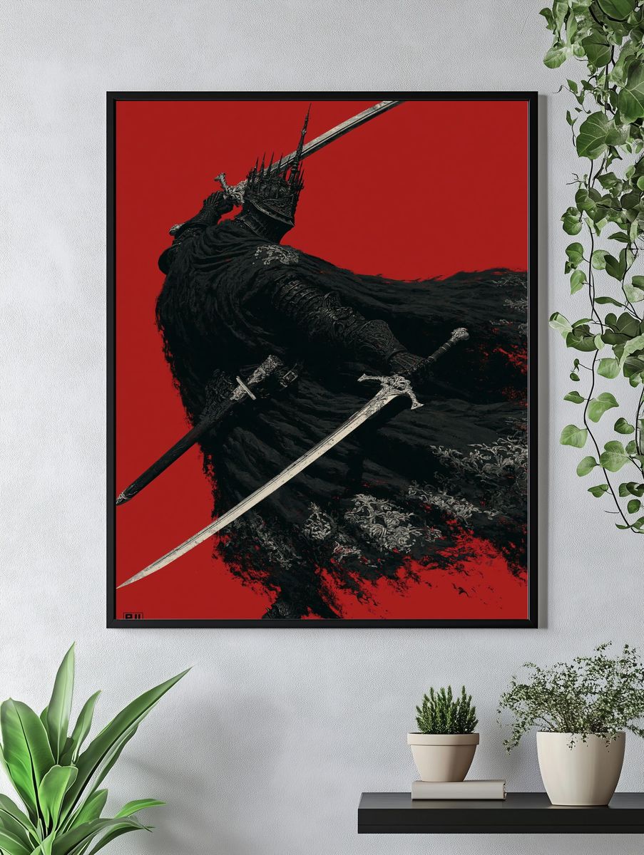 Dark Knight Duelist Illustration Poster. — room view 4
