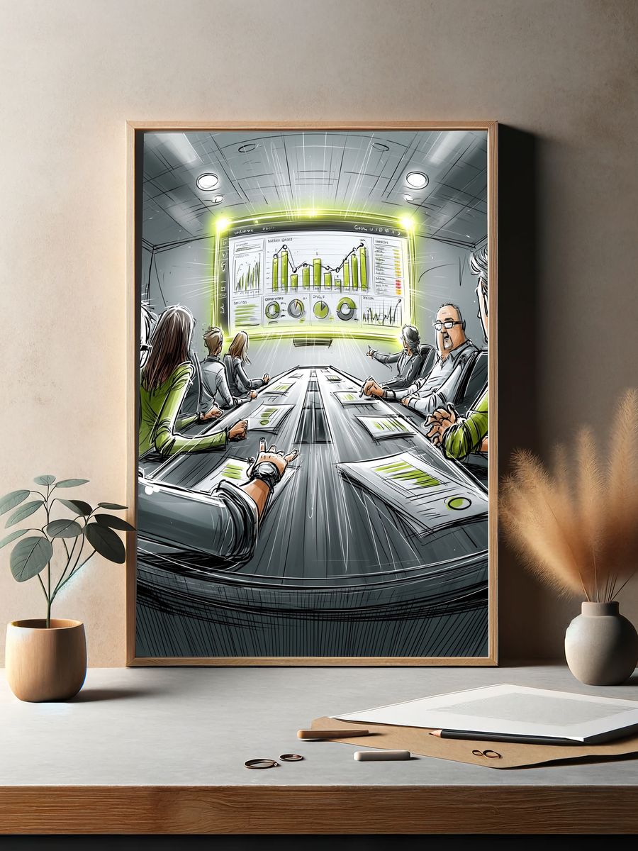 Futuristic Boardroom Meeting Illustration Poster. — room view 2