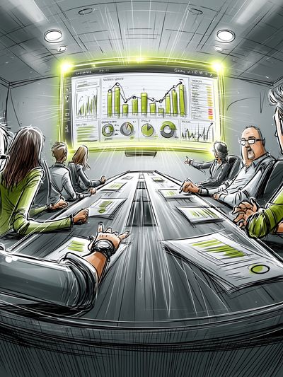 Futuristic Boardroom Meeting Illustration Poster. poster print