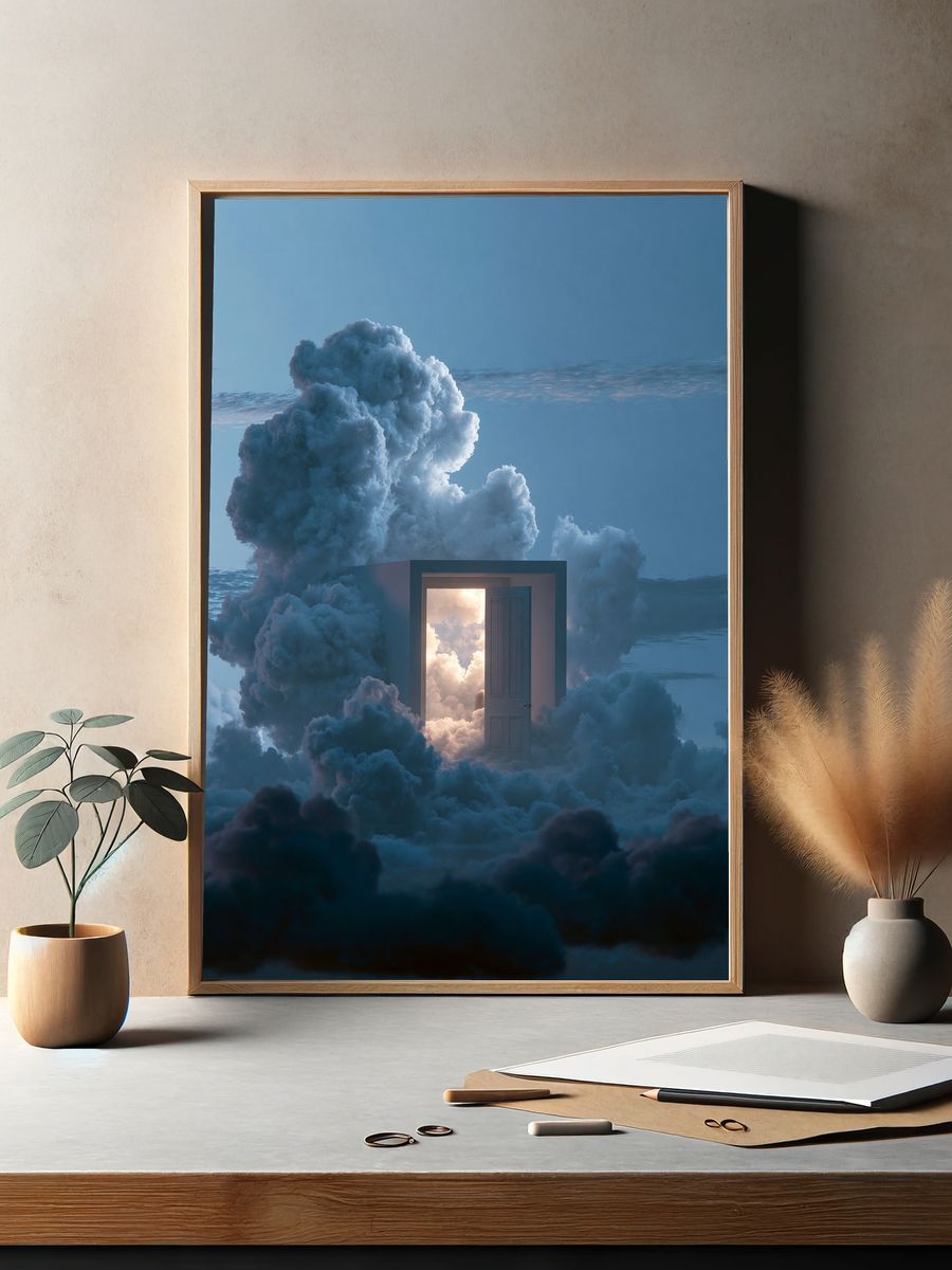 Cloud Door Surrealism Print. — room view 2
