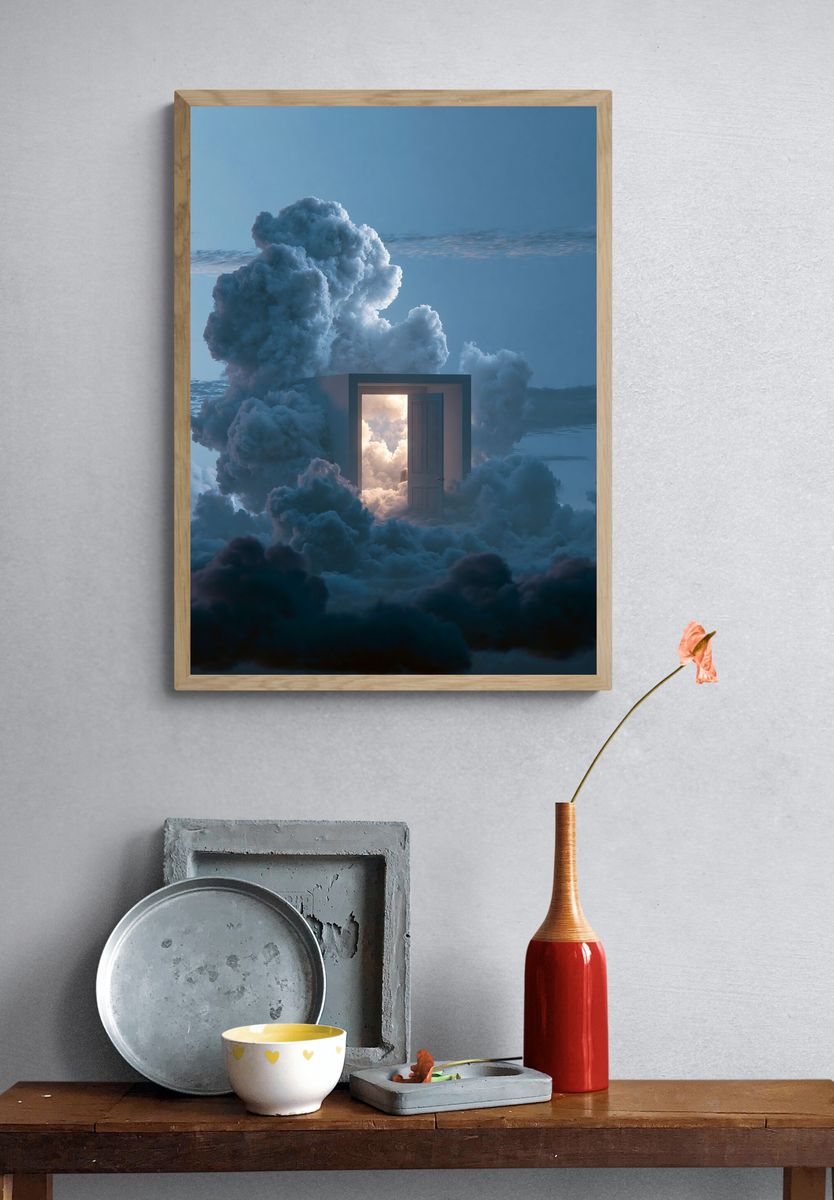 Cloud Door Surrealism Print. — room view 3