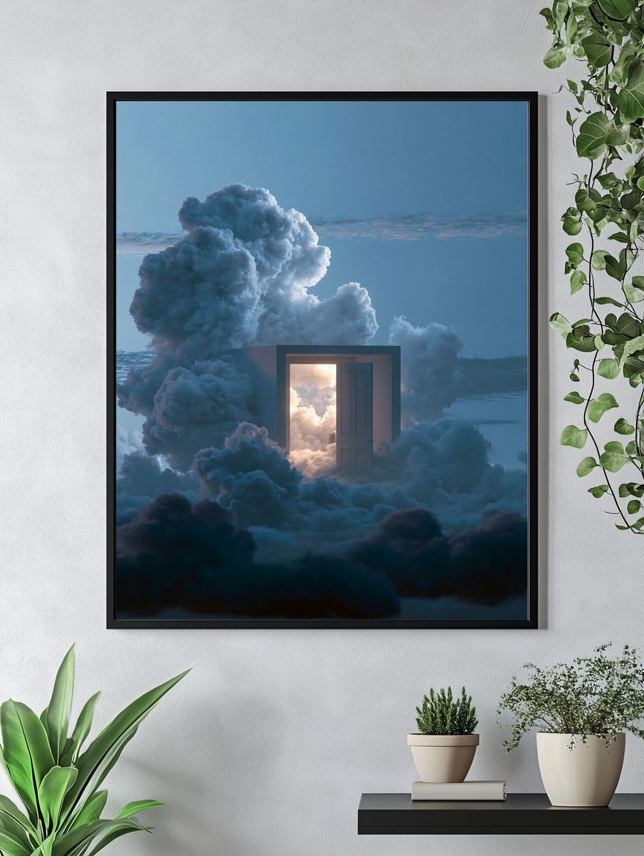 Cloud Door Surrealism Print. — room view 4