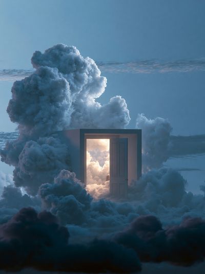 Cloud Door Surrealism Print.