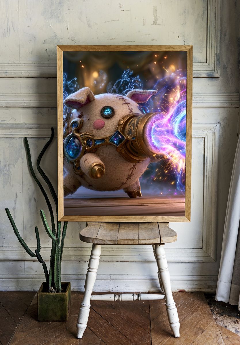Arcane Plush Pig Digital Art Poster. room preview