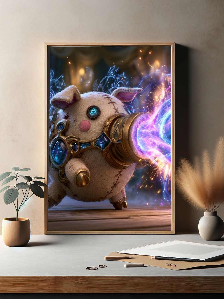 Arcane Plush Pig Digital Art Poster. — room view 2