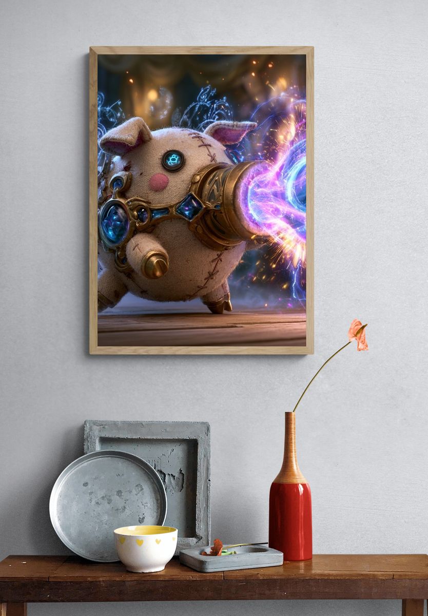 Arcane Plush Pig Digital Art Poster. — room view 3