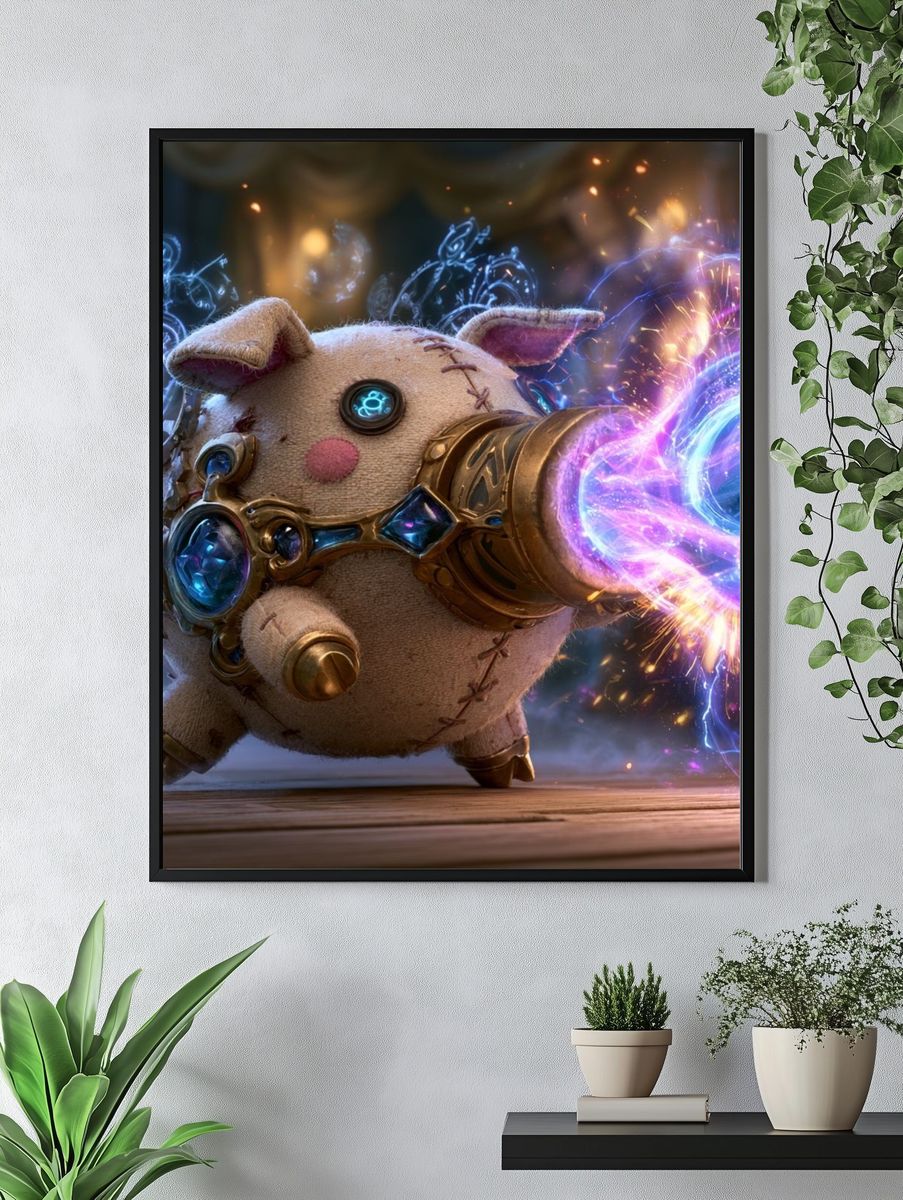 Arcane Plush Pig Digital Art Poster. — room view 4