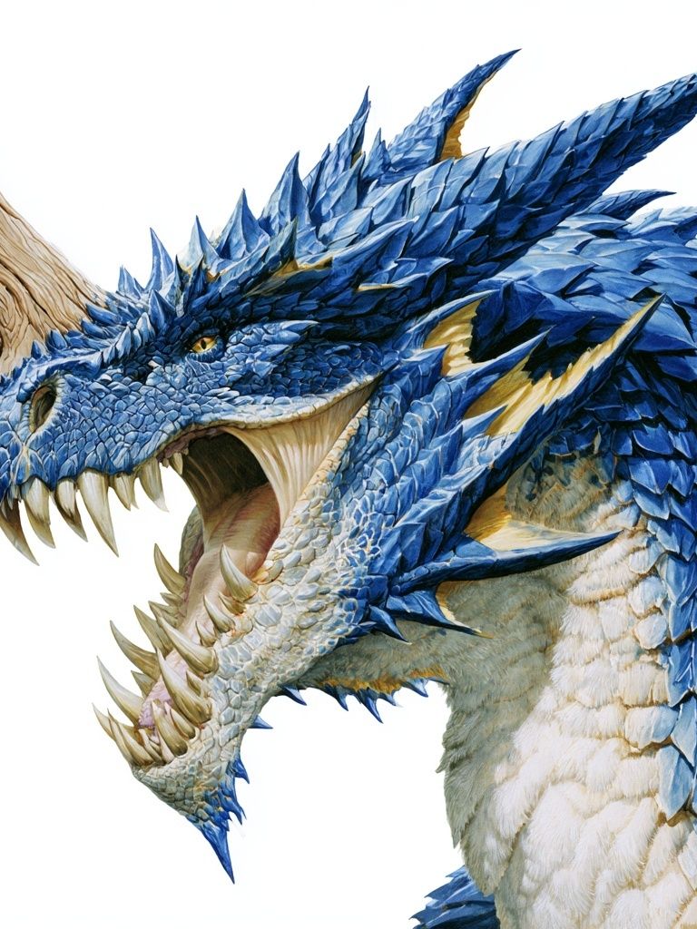 Blue Dragon Head Illustration Poster. poster — illustration art