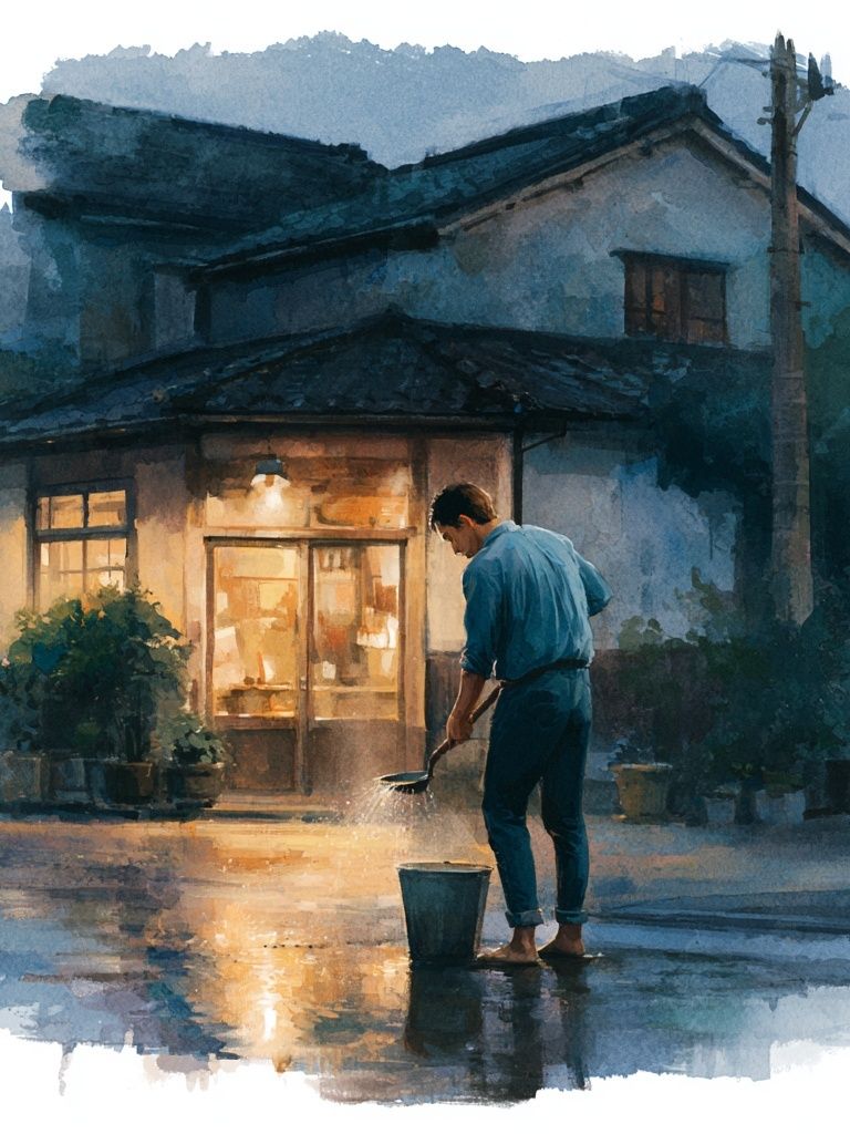 Rainy Evening House Watercolor Poster. poster detail