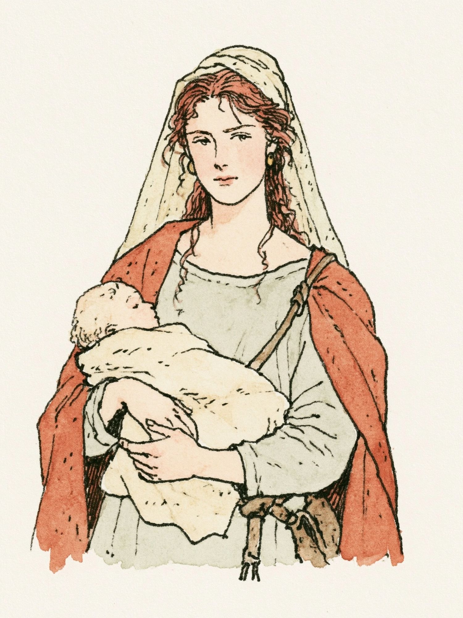 Veiled Woman Watercolor Poster. poster detail