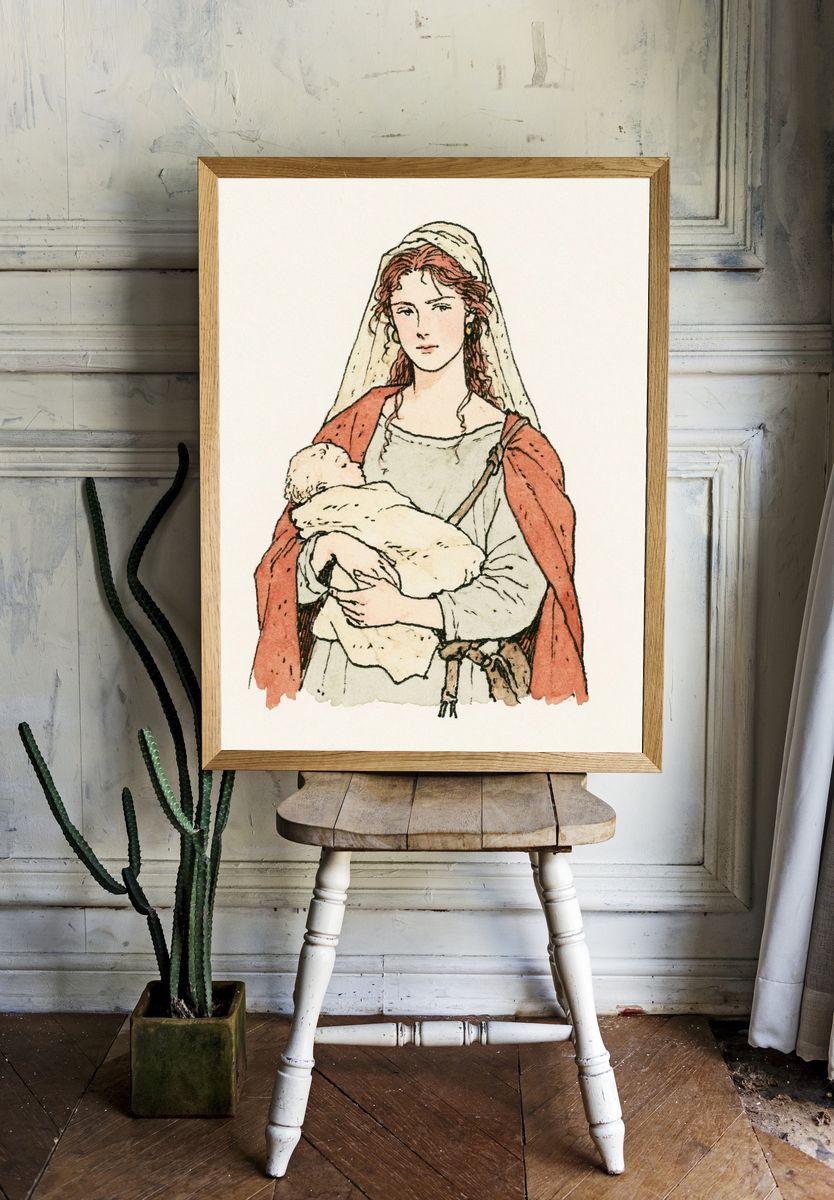 Veiled Woman Watercolor Poster. — room view 1