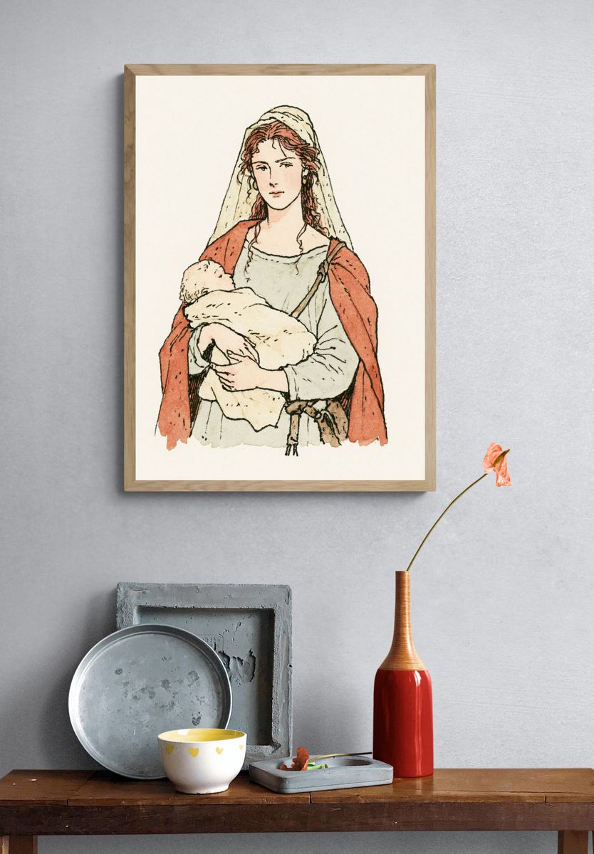 Veiled Woman Watercolor Poster. — room view 3