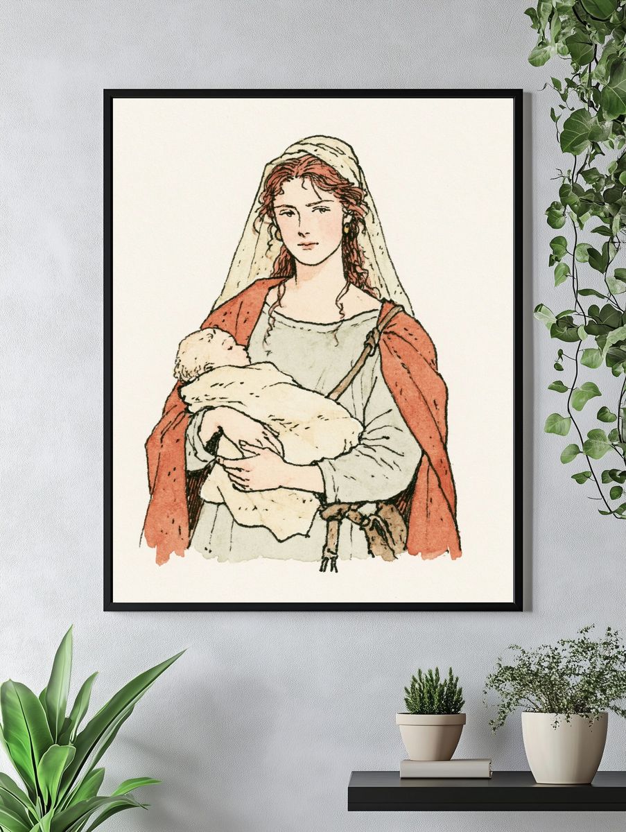 Veiled Woman Watercolor Poster. — room view 4