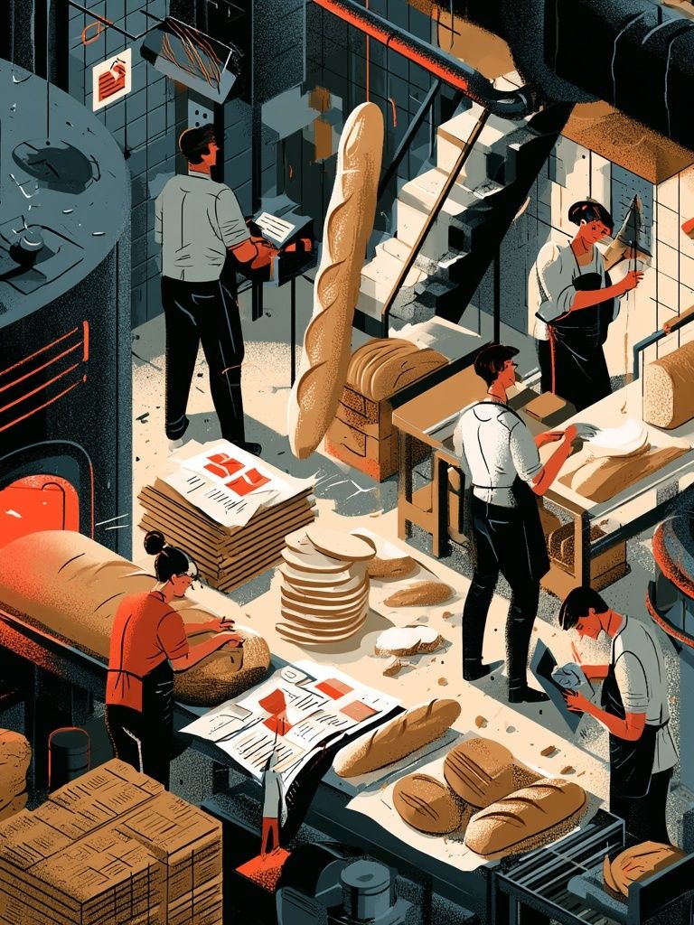 Artisan Bakery Workshop Illustration Poster. poster detail