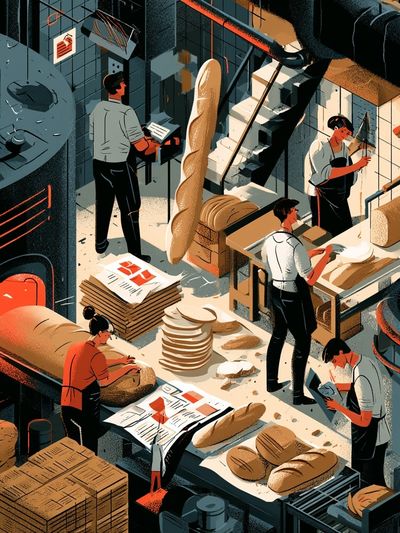 Artisan Bakery Workshop Illustration Poster. poster
