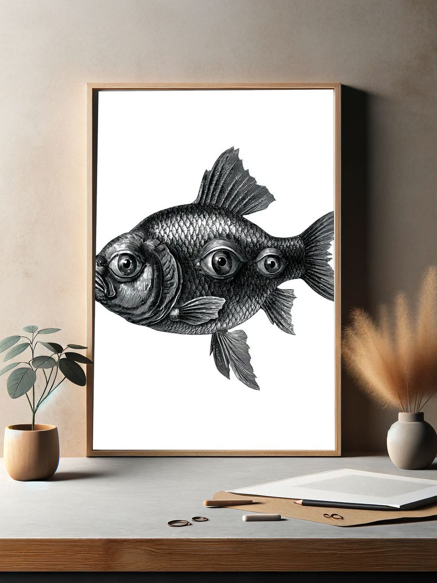 Surreal Fish Ink Poster. — room view 2