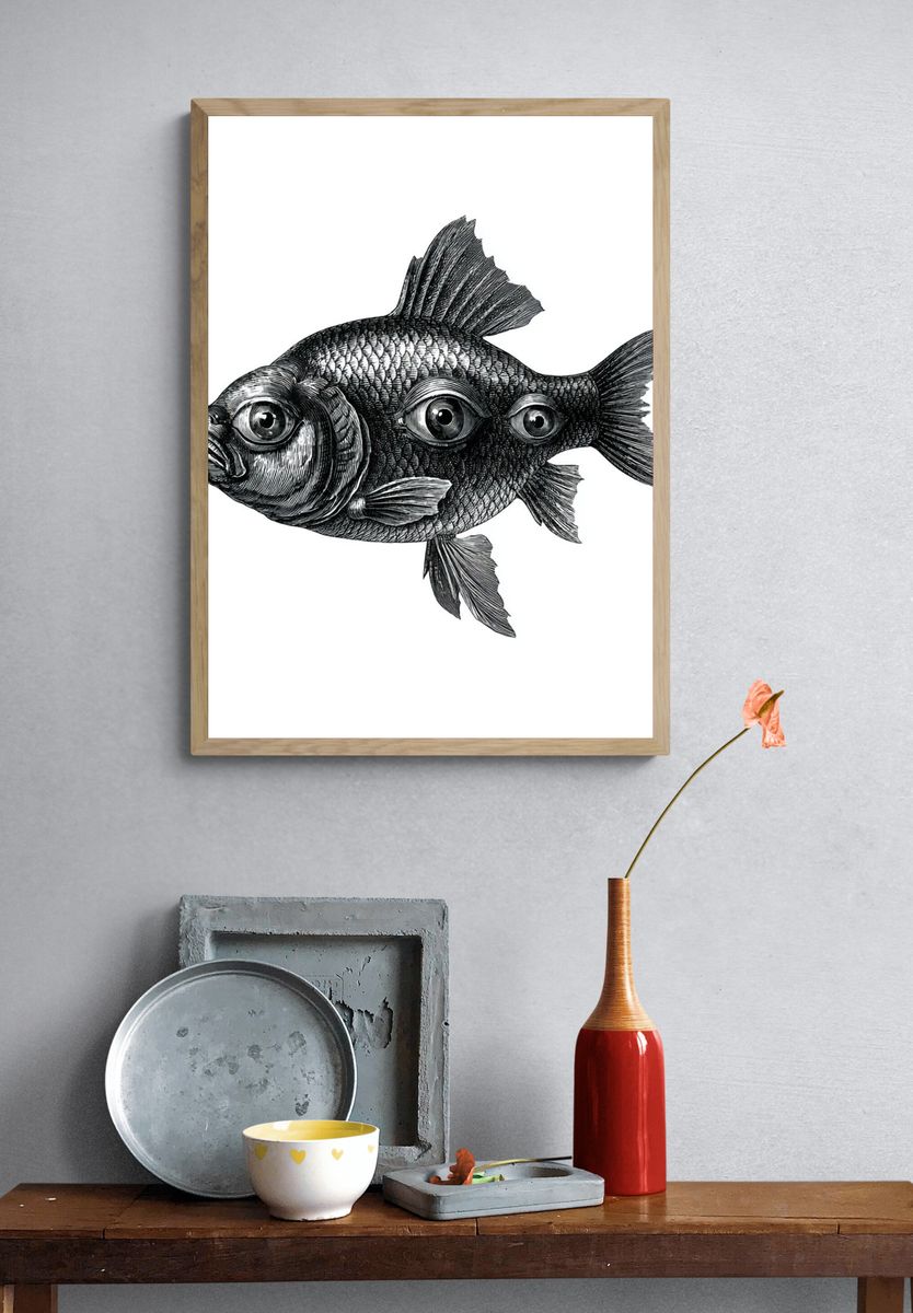 Surreal Fish Ink Poster. — room view 3