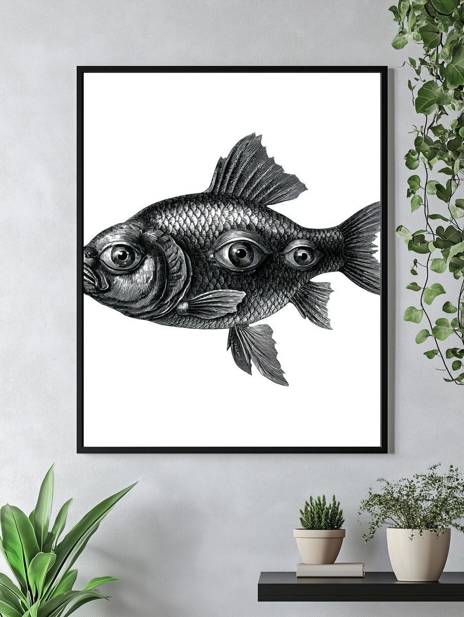 Surreal Fish Ink Poster. — room view 4