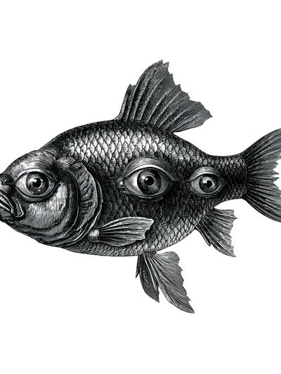 Surreal Fish Ink Poster. poster