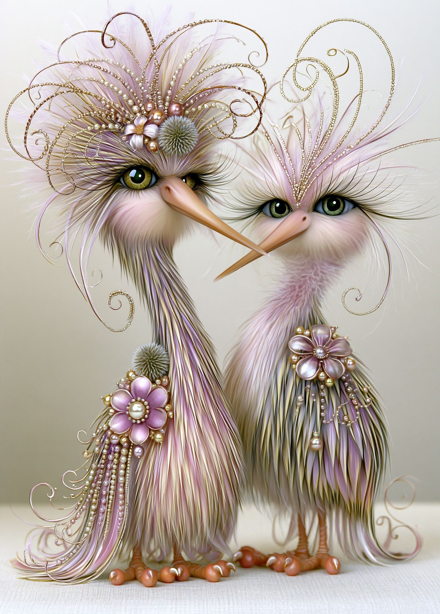 Whimsical Bird Duo Illustration Poster. poster — illustration art