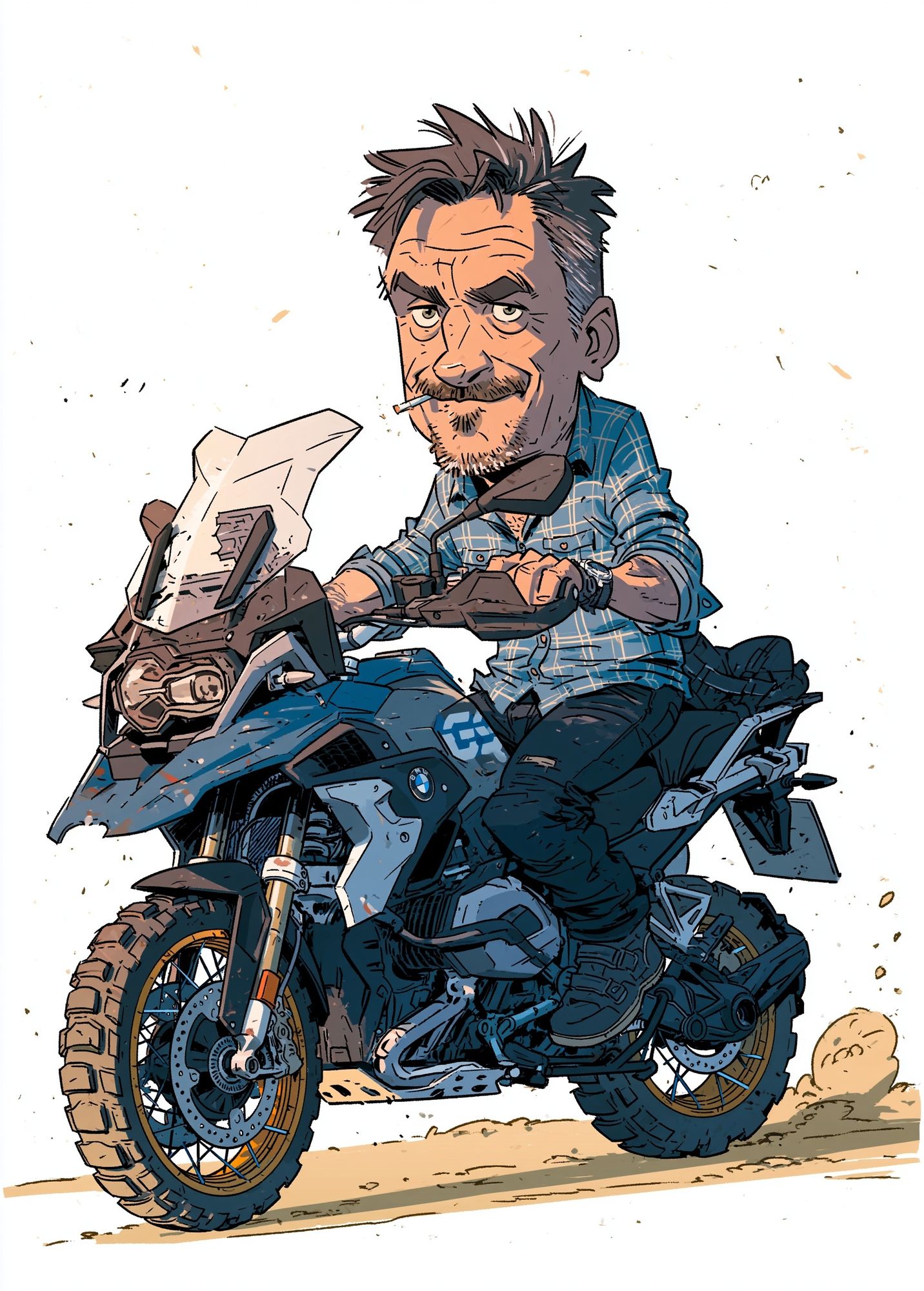 Motorcycle Rider Cartoon Illustration Poster. poster detail