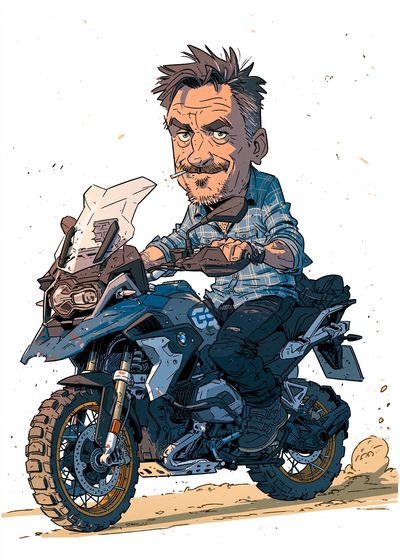 Motorcycle Rider Cartoon Illustration Poster. poster