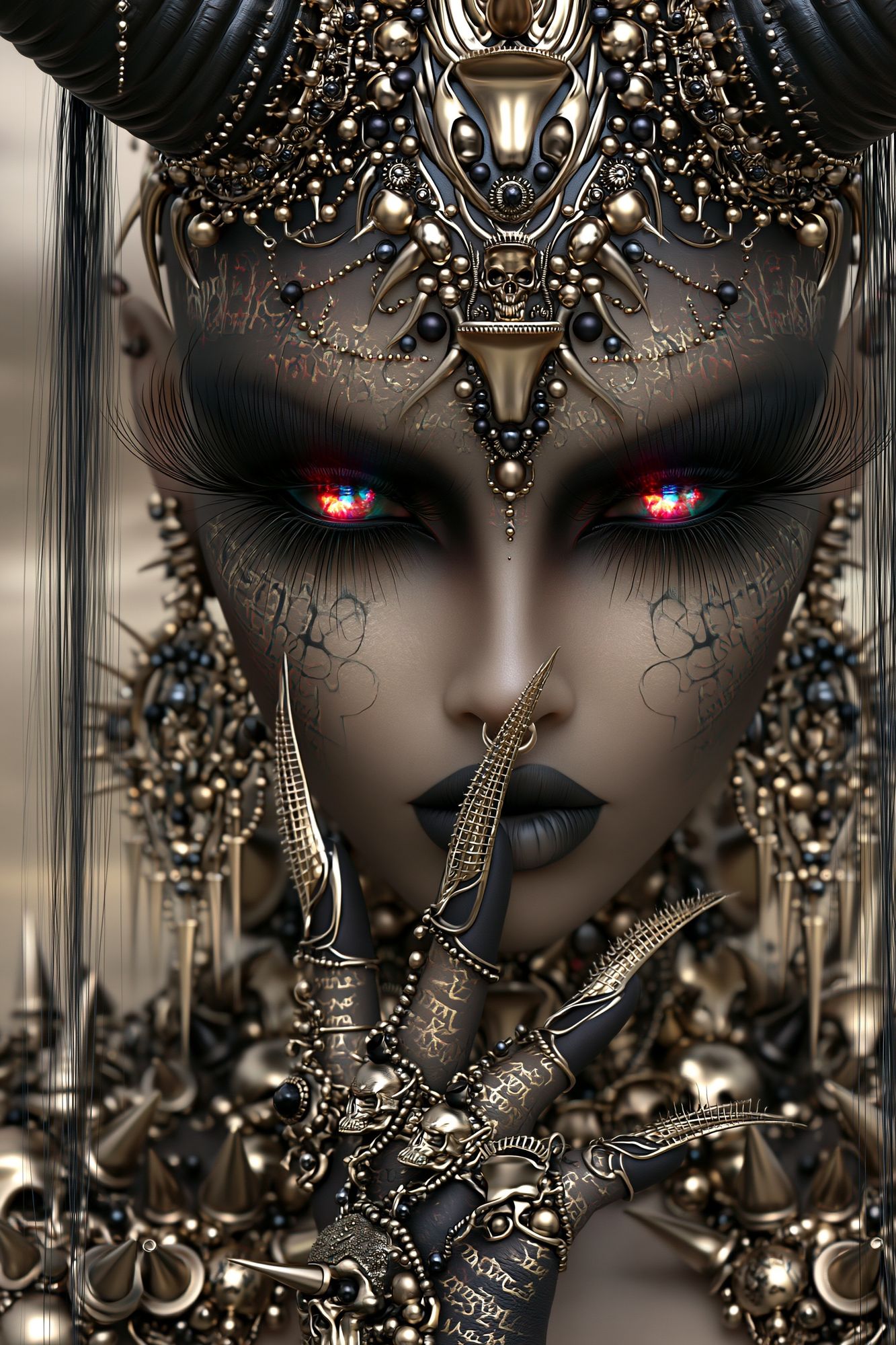 Gothic Cyber Queen Illustration Poster. poster detail