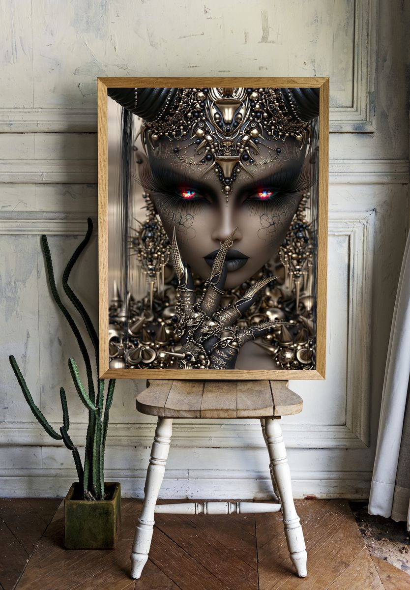 Gothic Cyber Queen Illustration Poster. room preview