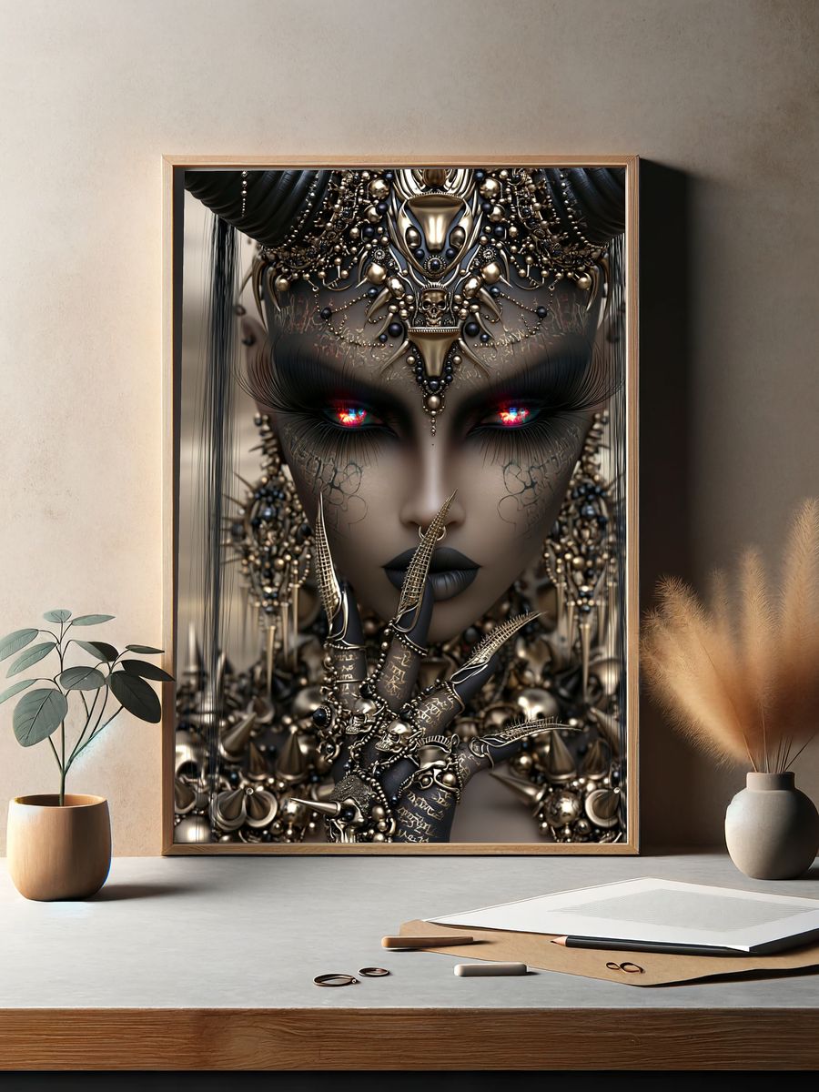Gothic Cyber Queen Illustration Poster. — room view 2