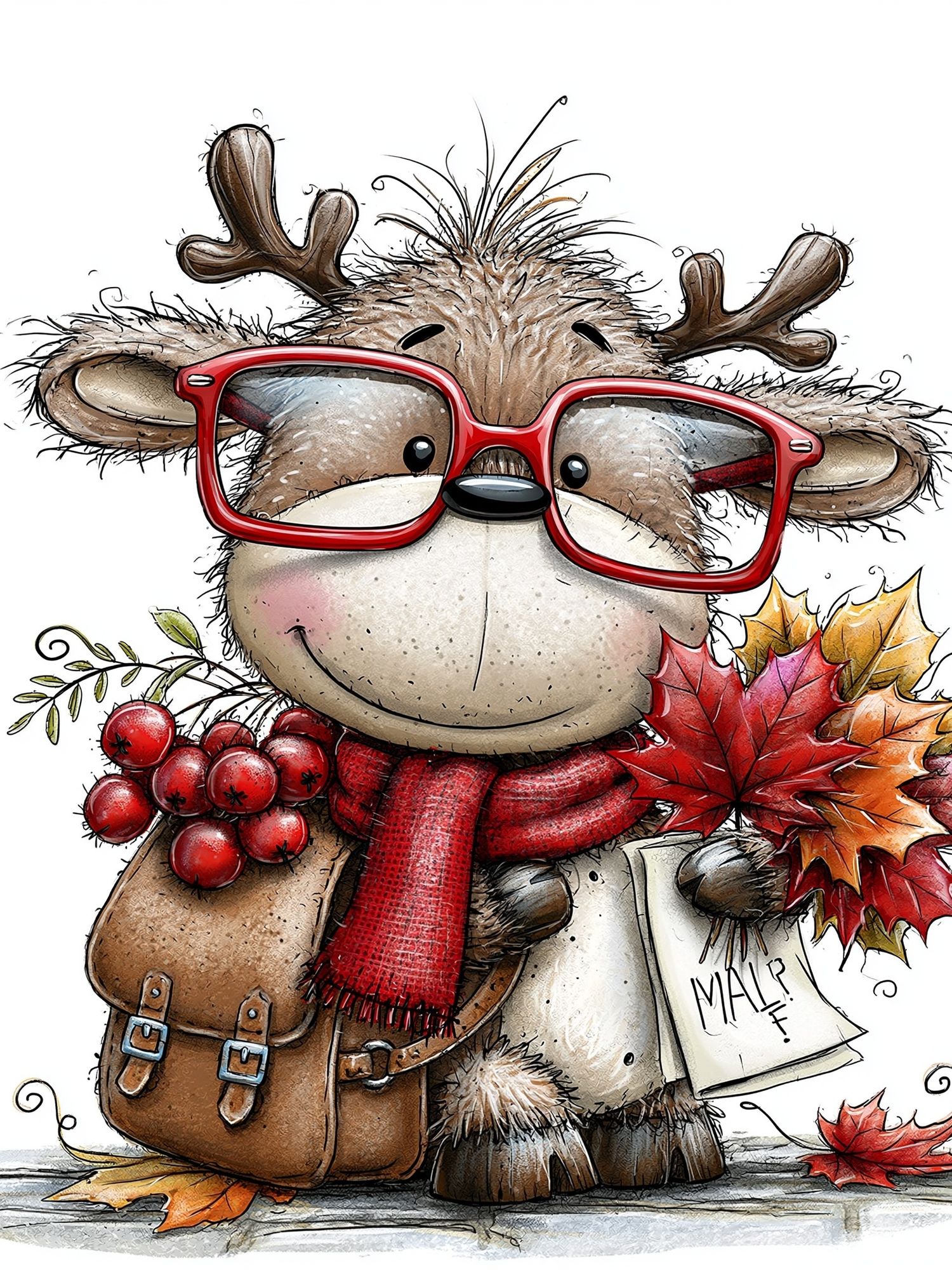 Autumn Reindeer Illustration Poster. poster detail