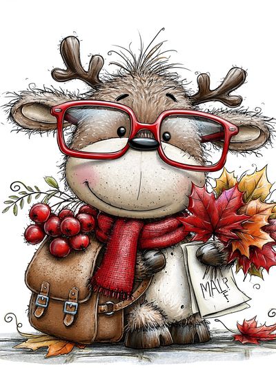Autumn Reindeer Illustration Poster. poster