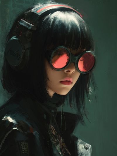 Cyberpunk Girl Portrait Print. poster print