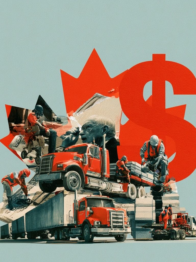 Red Truck Collage Illustration Poster. poster — illustration art