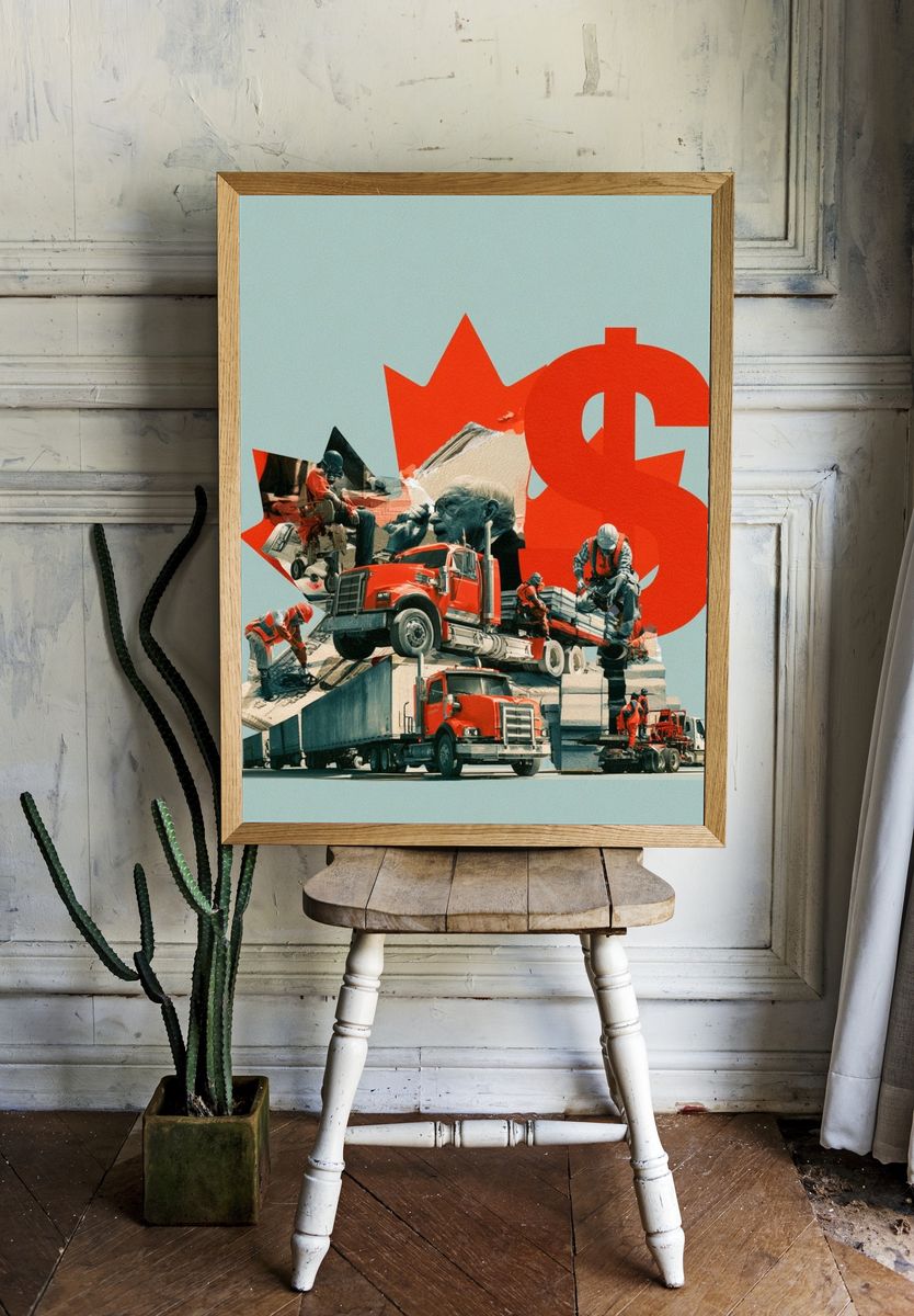 Red Truck Collage Illustration Poster. room preview