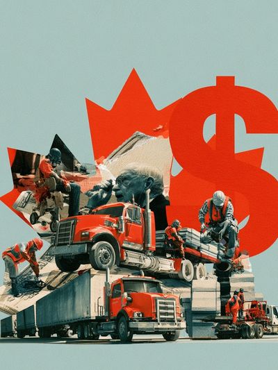 Red Truck Collage Illustration Poster.