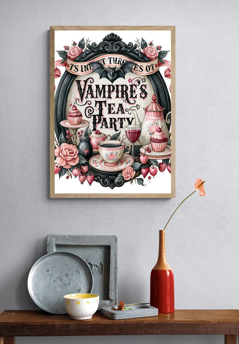 Vampire Tea Party Illustration Poster. — room view 3
