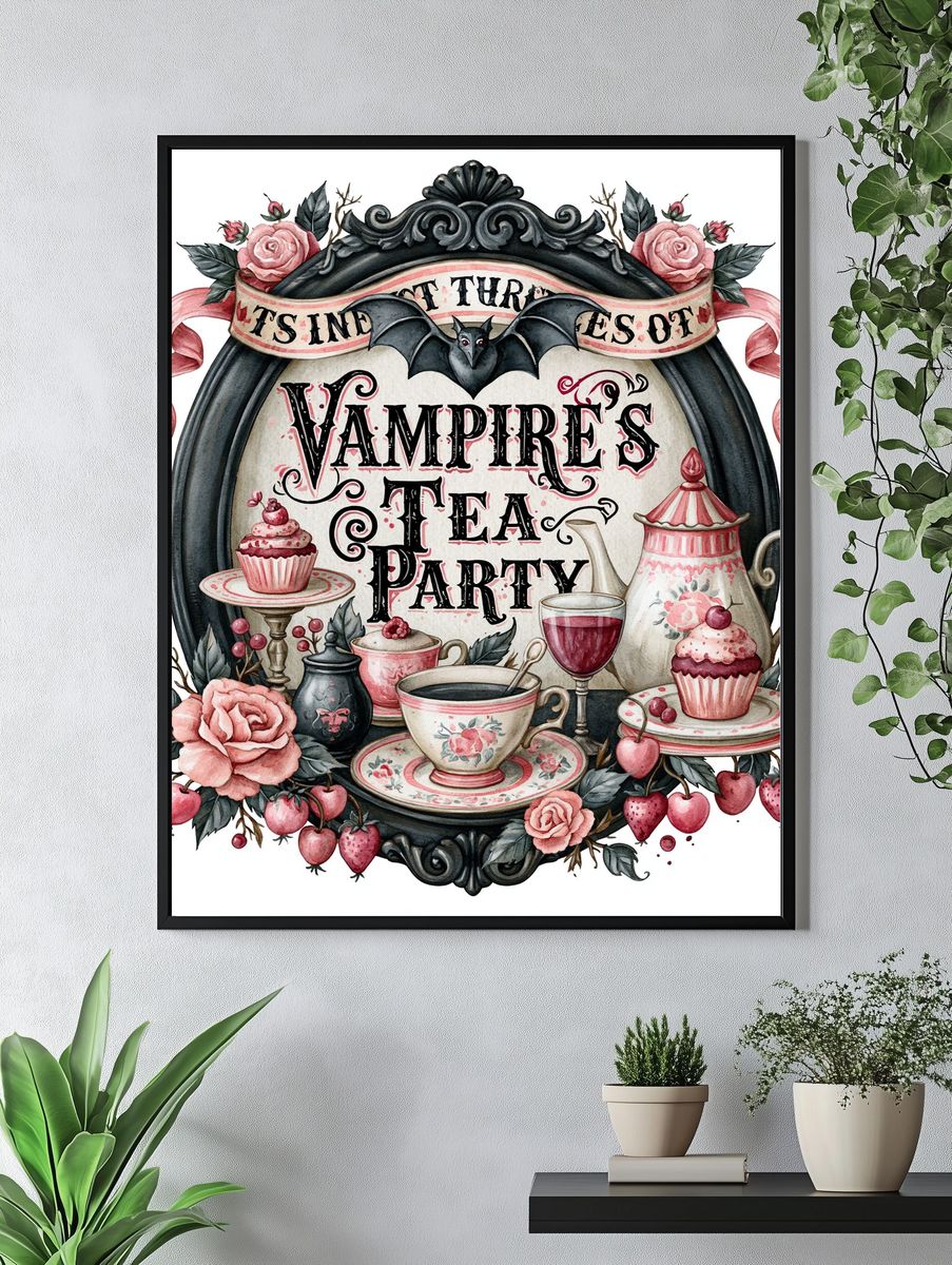 Vampire Tea Party Illustration Poster. — room view 4