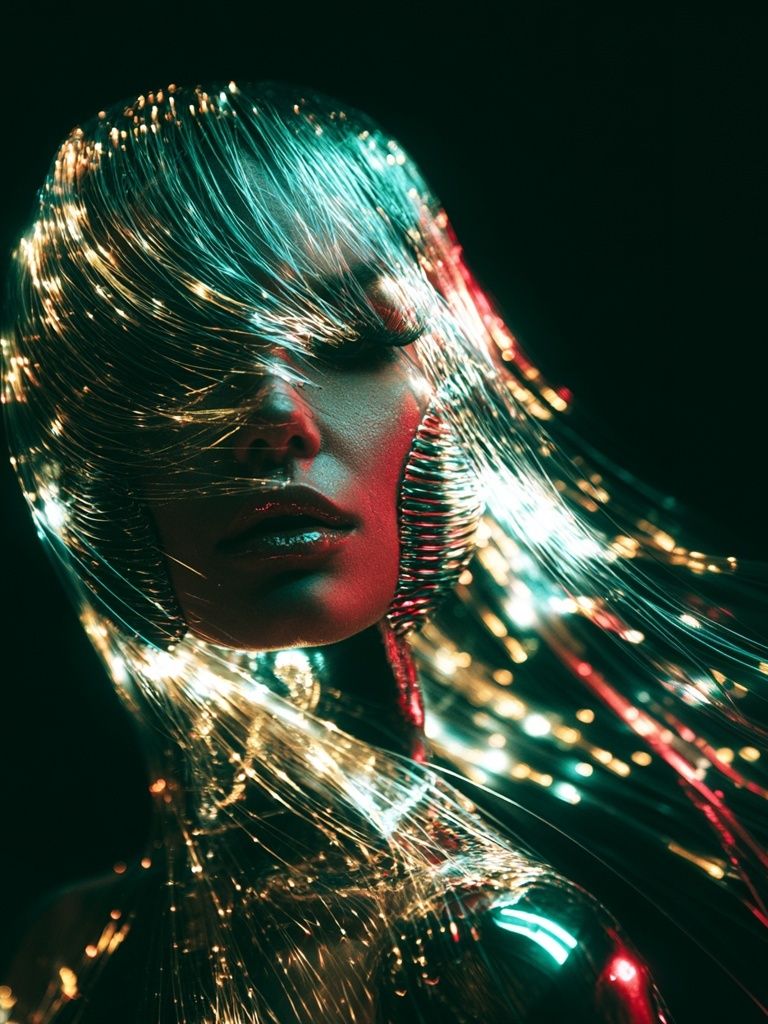 Neon Fiber Portrait Print. poster — illustration art