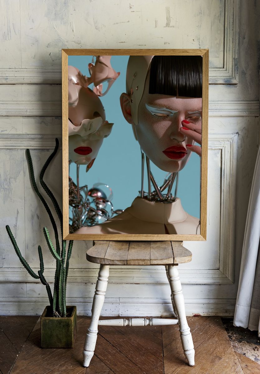 Surreal Fashion Portrait Print. room preview