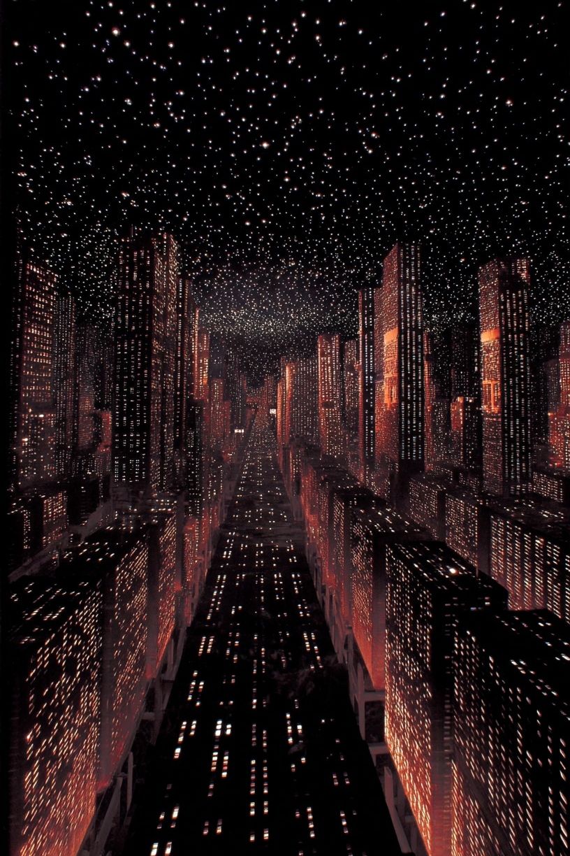 Futuristic City Skyline Night Poster. poster detail