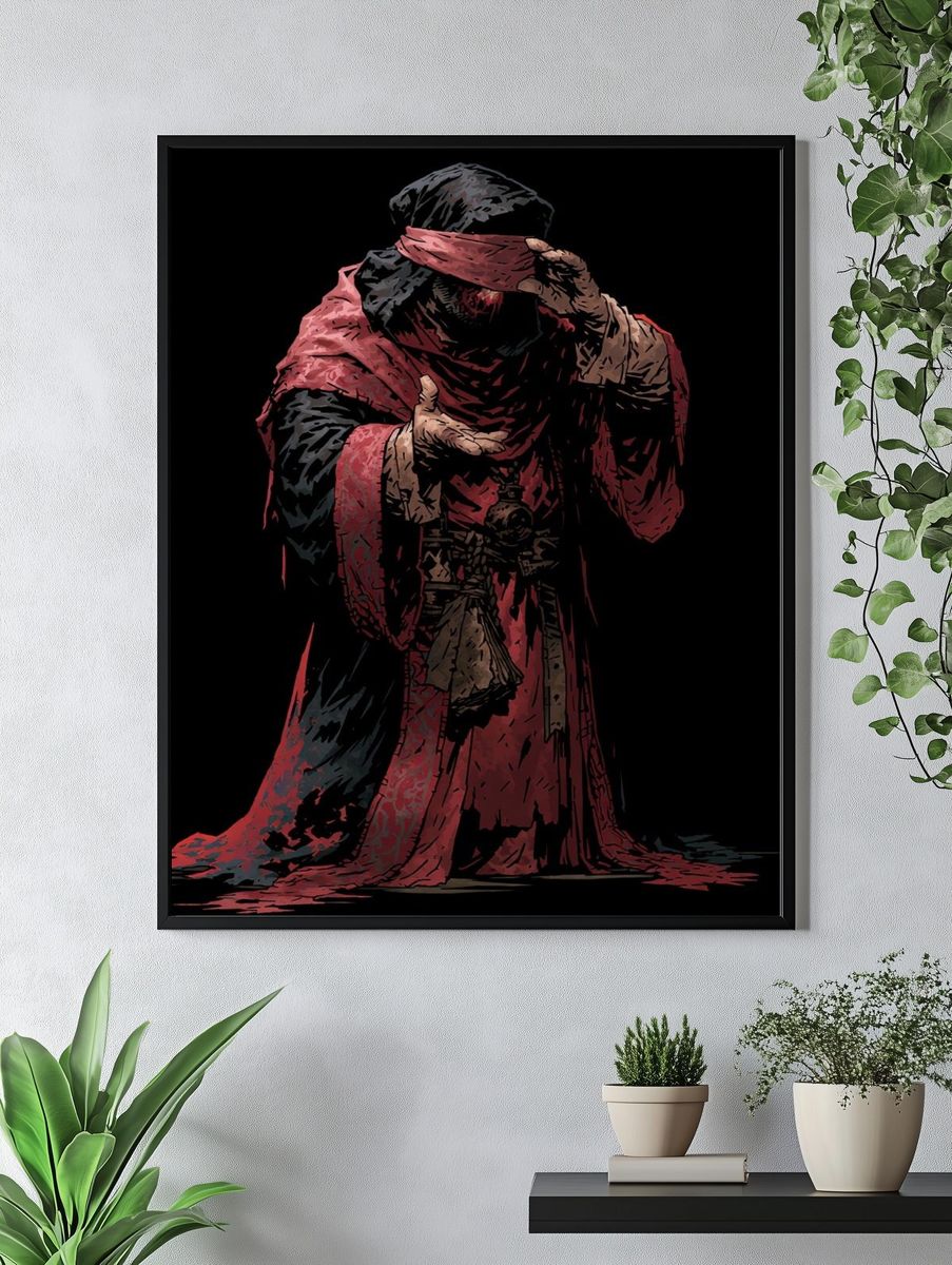 Blindfolded Figure Digital Art Poster. — room view 4