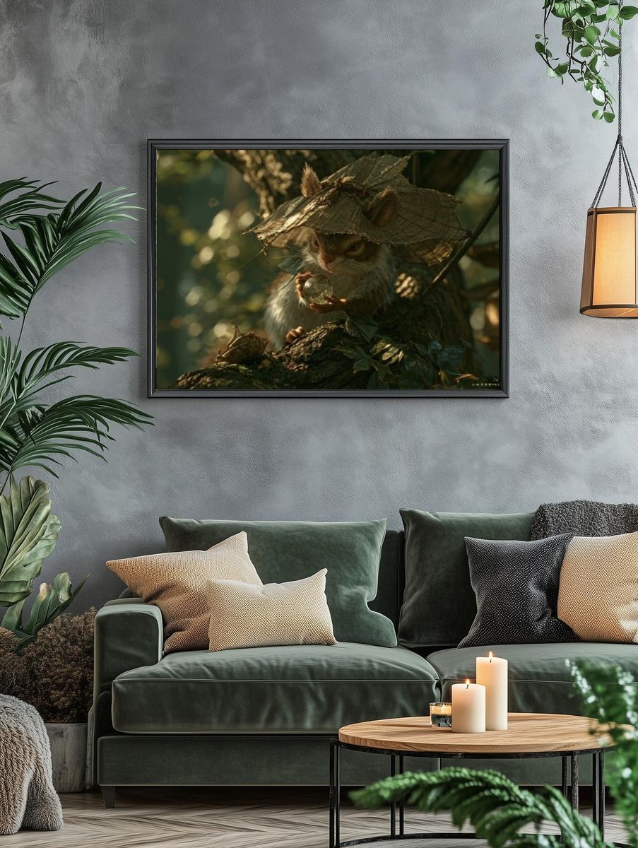 Forest Squirrel Fantasy Illustration Poster. — room view 4