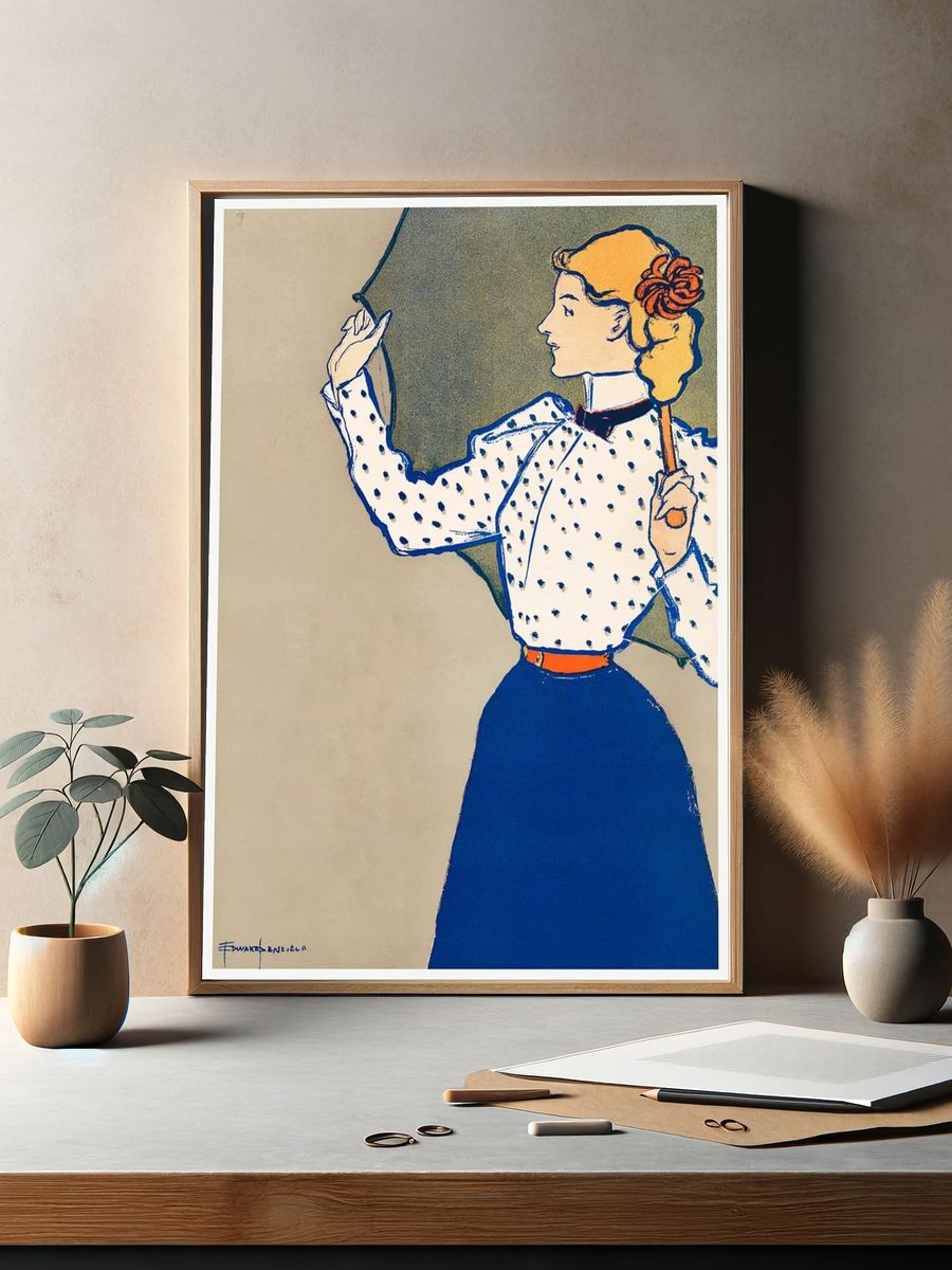Woman holding umbrella (1897) print. — room view 2