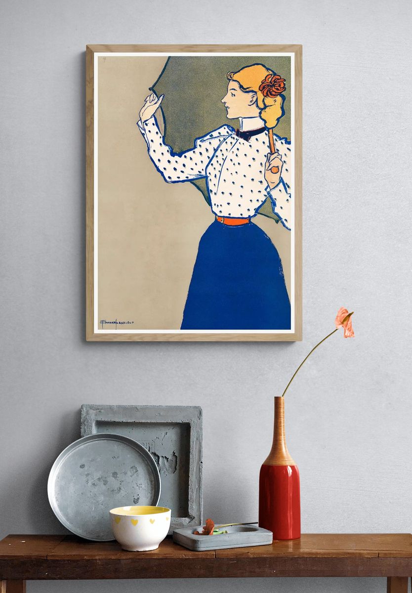 Woman holding umbrella (1897) print. — room view 3