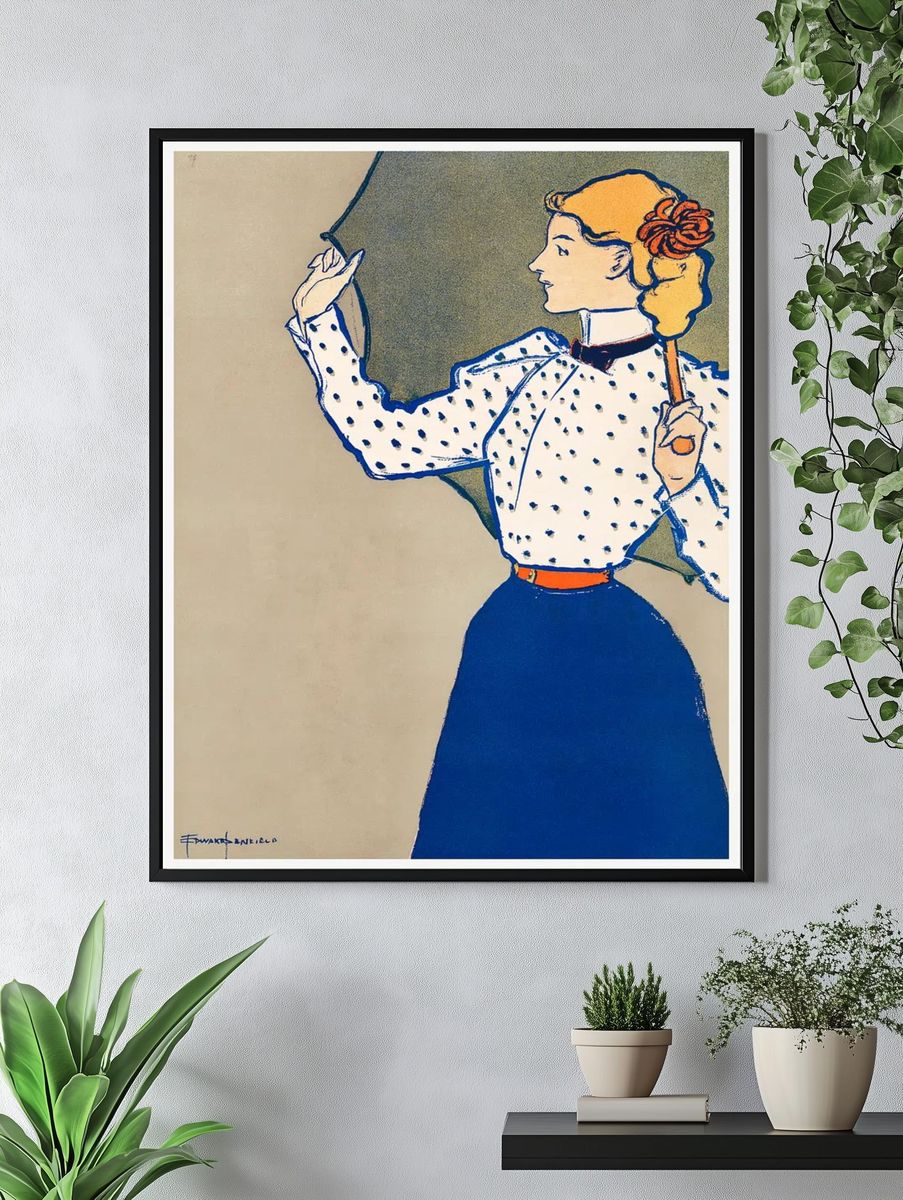 Woman holding umbrella (1897) print. — room view 4