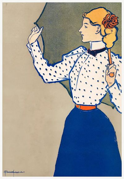 Woman holding umbrella (1897) print.