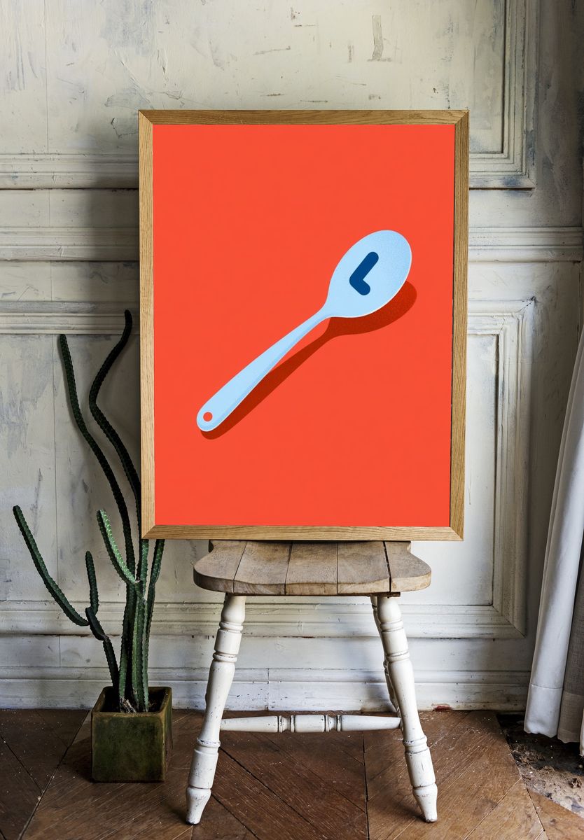 Blue Spoon Minimalist Print. room preview