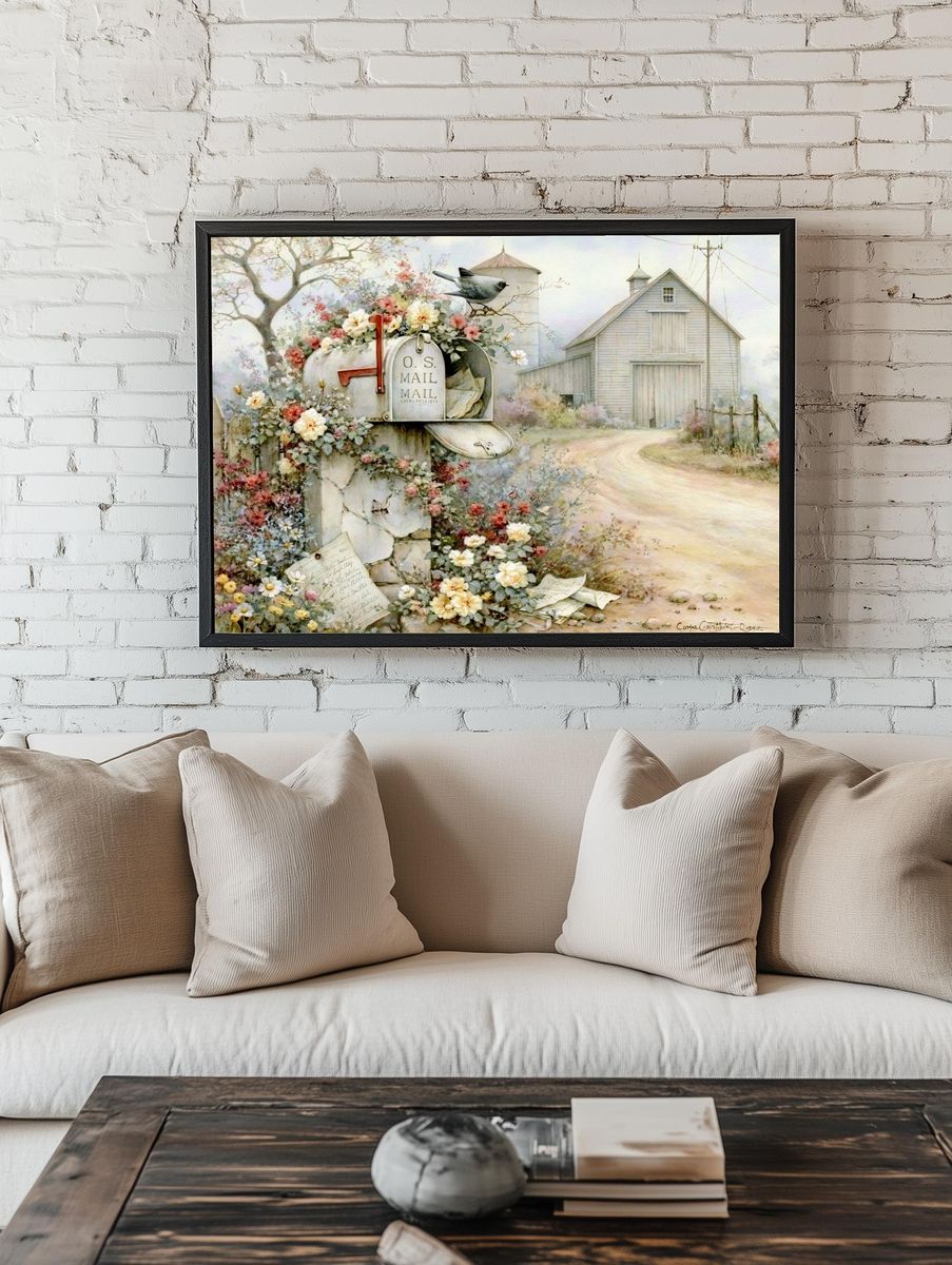 Country Mailbox Watercolor Print. room preview