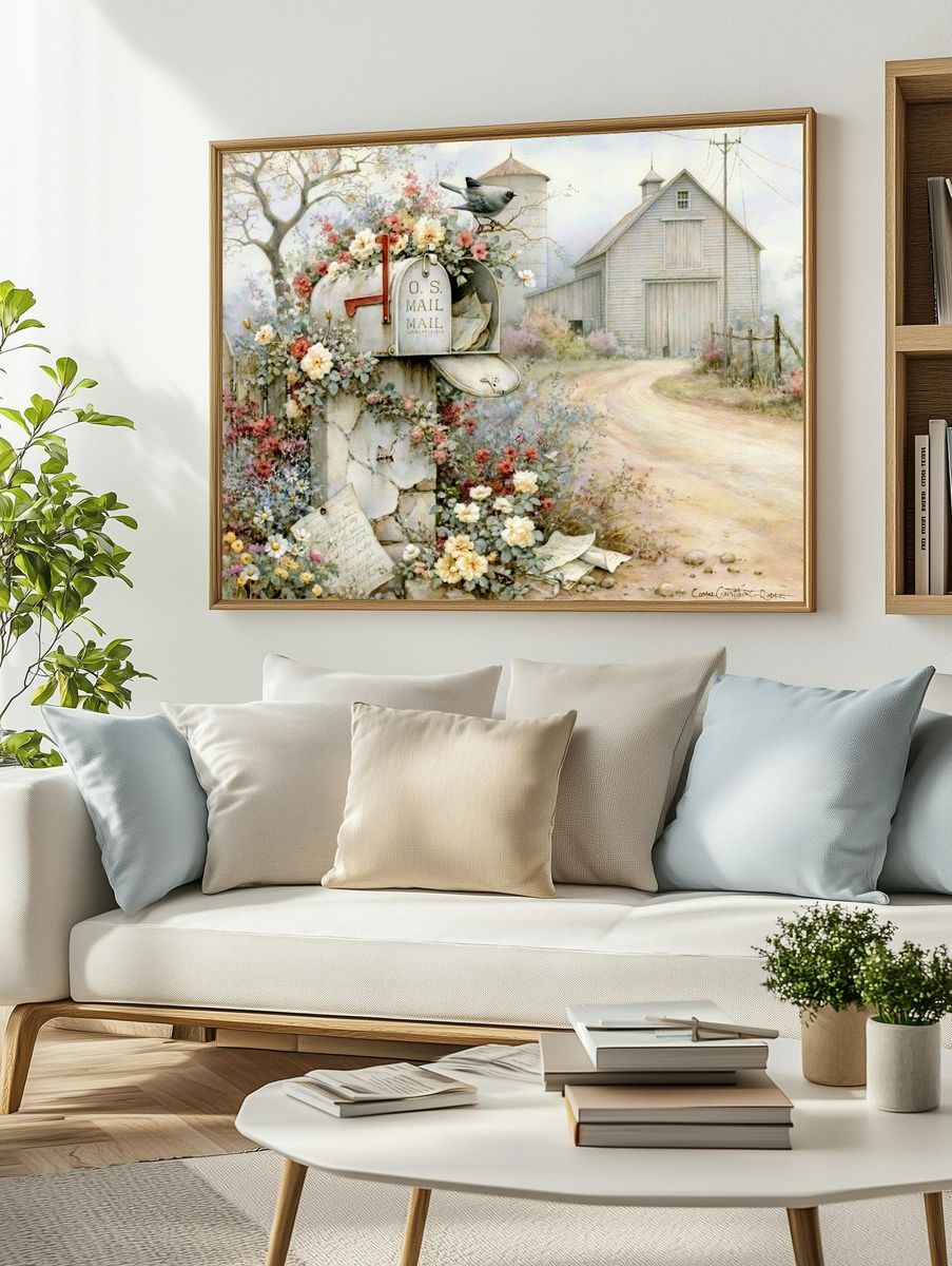 Country Mailbox Watercolor Print. — room view 2